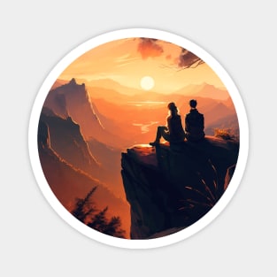Mountain Hiking Sunset, Adventure Travel Magnet
